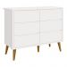 Dormitório Completo Infantil Theo 2 Portas, Cômoda 6 Gavetas, Berço e Mesa de Canto Branco Fosco com Pés Amadeirado - Reller Móveis