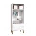 Dormitório Completo Infantil Theo 2 Portas, Cômoda 6 Gavetas, Berço e Mesa de Canto Branco Fosco com Pés Amadeirado - Reller Móveis
