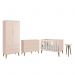 Dormitório Completo Infantil Theo 2 Portas, Cômoda 6 Gavetas, Berço e Mesa de Canto Rosa Fosco com Pés Amadeirado - Reller Móveis