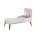 Dormitório Completo Infantil Theo 2 Portas, Cômoda 6 Gavetas, Berço e Mesa de Canto Rosa Fosco com Pés Amadeirado - Reller Móveis