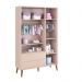 Dormitório Completo Infantil Theo 3 Portas, Cômoda 6 Gavetas e Berço Rosa Fosco com Pés Amadeirado - Reller Móveis