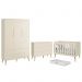 Dormitório Completo Infantil Theo 3 Portas, Cômoda 6 Gavetas, Berço Areia Fosco com Pés Madeira Natural e Colchão D18 - Reller Móveis 