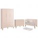 Dormitório Completo Infantil Theo 3 Portas, Cômoda 6 Gavetas, Berço Rosa Fosco com Pés Amadeirado e Colchão D18 - Reller Móveis