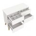 Dormitório Completo Infantil Theo 3 Portas, Cômoda 6 Gavetas, Berço e Mesa de Canto Branco Fosco com Pés Madeira Natural - Reller Móveis 