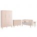Dormitório Completo Infantil Theo 3 Portas, Cômoda 6 Gavetas, Berço e Mesa de Canto Rosa Fosco com Pés Madeira Natural - Reller Móveis 