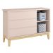 Dormitório Infantil Classic 2 Portas, Cômoda 1 Porta, Berço Rosa Fosco com Pés Madeira Natural e Colchão - Reller Móveis