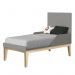 Dormitório Infantil Classic 2 Portas, Cômoda 3 Gavetas, Berço Cinza Fosco com Pés Madeira Natural e Colchão - Reller Móveis 