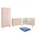 Dormitório Infantil Classic 2 Portas, Cômoda 6 Gavetas, Berço Rosa Fosco com Pés Madeira Natural e Colchão - Reller Móveis