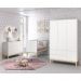 Dormitório Infantil Classic 3 Portas, Cômoda 1 Porta, Berço Branco Fosco com Pés Madeira Natural e Colchão - Reller Móveis