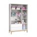 Dormitório Infantil Classic 3 Portas, Cômoda 1 Porta, Berço Branco Fosco com Pés Madeira Natural e Colchão - Reller Móveis