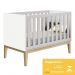 Dormitório Infantil Classic 3 Portas, Cômoda 1 Porta, Berço Branco Fosco com Pés Madeira Natural e Colchão - Reller Móveis