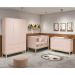 Dormitório Infantil Classic 3 Portas, Cômoda 1 Porta, Berço Rosa Fosco com Pés Madeira Natural e Colchão - Reller Móveis