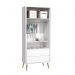 Dormitório Infantil Theo 2 Portas, Cômoda 6 Gavetas, Berço, Mesa de Canto Branco Fosco com Pés Madeira Natural e Colchão - Reller Móveis 