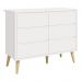 Dormitório Infantil Theo 2 Portas, Cômoda 6 Gavetas, Berço, Mesa de Canto Branco Fosco com Pés Madeira Natural e Colchão - Reller Móveis 