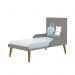 Dormitório Infantil Theo 2 Portas, Cômoda 6 Gavetas, Berço, Mesa de Canto Cinza Fosco com Pés Amadeirado e Colchão - Reller Móveis