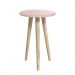 Dormitório Infantil Theo 3 Portas, Cômoda 6 Gavetas, Berço, Mesa de Canto Rosa Fosco com Pés Madeira Natural e Colchão - Reller Móveis 