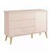 Dormitório Theo 2 Portas e Cômoda 1 Porta Rosa com Pés Madeira Natural - Reller Móveis