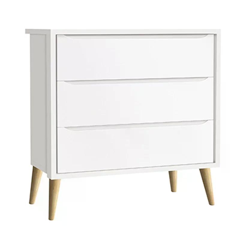 Dormitório Theo 2 Portas e Mesa de Canto Branco com Pés Madeira Natural - Reller Móveis