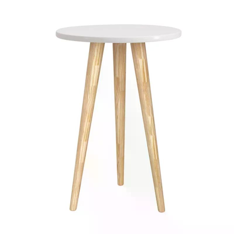 Dormitório Theo 2 Portas, Mesa de Canto Branco com Pés Madeira Natural e Colchão D18 - Reller Móveis
