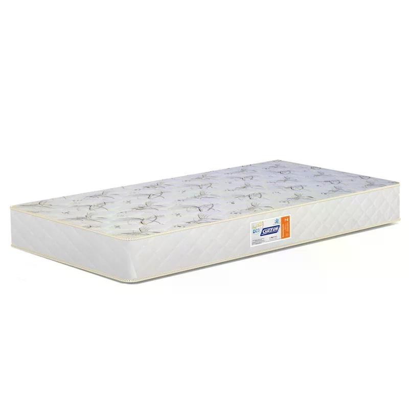 Dormitório Theo 2 Portas, Mesa de Canto Rosa com Pés Madeira Natural e Colchão D18 - Reller Móveis