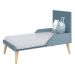 Dormitório Theo 3 Portas Azul com Pés Madeira Natural e Colchão D18 Branco - Reller Móveis