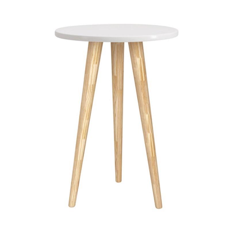 Dormitório Theo 3 Portas, Mesa de Canto Branco com Pés Madeira Natural e Colchão D18 - Reller Móveis