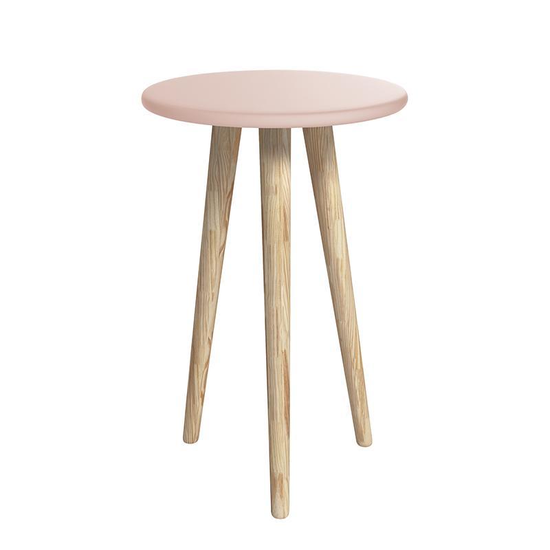 Dormitório Theo Retrô 2 Portas, Cômoda 1 Porta, Berço, Mesa de Apoio Rosa Fosco com Pés Madeira Natural e Colchão - Reller Móveis