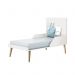Dormitório Theo Retrô 3 Portas, Cômoda 1 Porta, Berço, Mesa de Apoio Branco Fosco com Pés Madeira Natural e Colchão - Reller Móveis