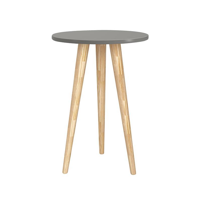 Dormitório Theo Retrô 3 Portas, Cômoda 1 Porta, Berço, Mesa de Apoio Cinza Fosco com Pés Madeira Natural e Colchão - Reller Móveis 