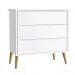 Guarda Roupa 2 Portas e Cômoda 3 Gav Theo Branco Fosco Pés Madeira Natural - Reller Móveis