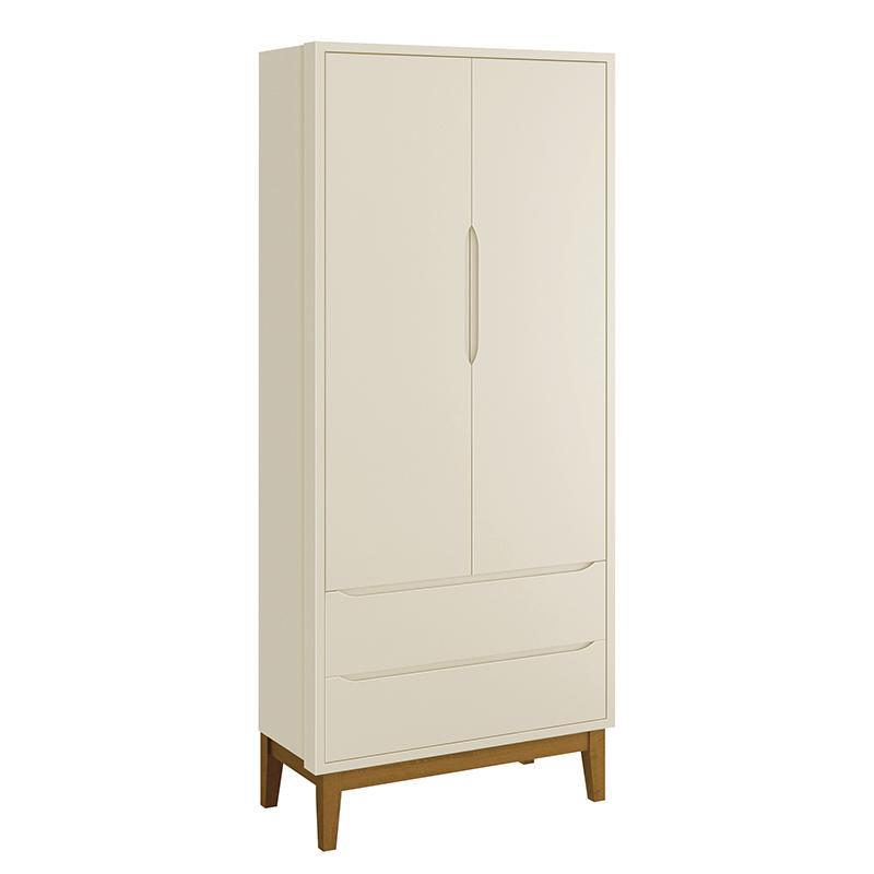 Guarda Roupa Infantil 2 Portas Classic Areia Fosco com Pés Amadeirado - Reller Móveis