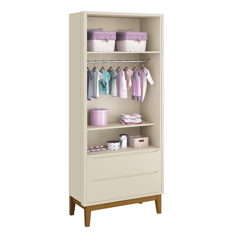 Guarda Roupa Infantil 2 Portas Classic Areia Fosco com Pés Amadeirado - Reller Móveis