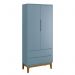 Guarda Roupa Infantil 2 Portas Classic Azul Fosco com Pés Amadeirado - Reller Móveis