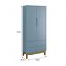 Guarda Roupa Infantil 2 Portas Classic Azul Fosco com Pés Amadeirado - Reller Móveis