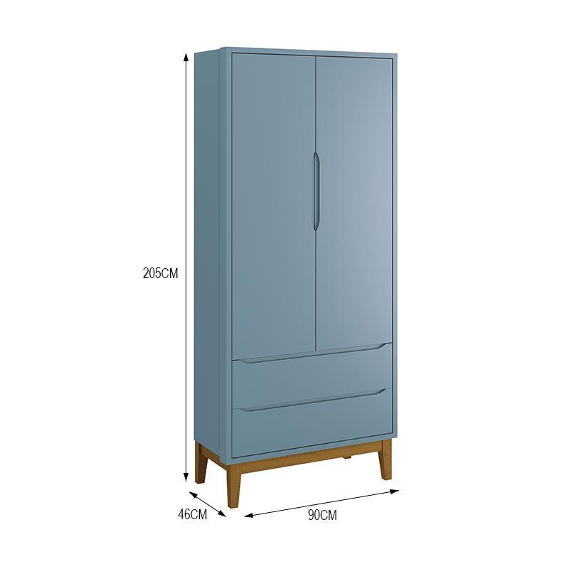 Guarda Roupa Infantil 2 Portas Classic Azul Fosco com Pés Amadeirado - Reller Móveis
