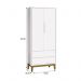 Guarda Roupa Infantil 2 Portas Classic Branco Fosco com Pés Amadeirado - Reller Móveis