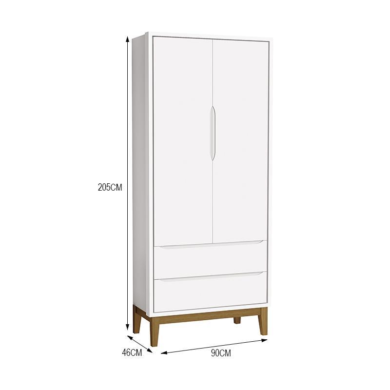 Guarda Roupa Infantil 2 Portas Classic Branco Fosco com Pés Amadeirado - Reller Móveis