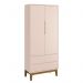 Guarda Roupa Infantil 2 Portas Classic Rosa Fosco com Pés Amadeirado - Reller Móveis