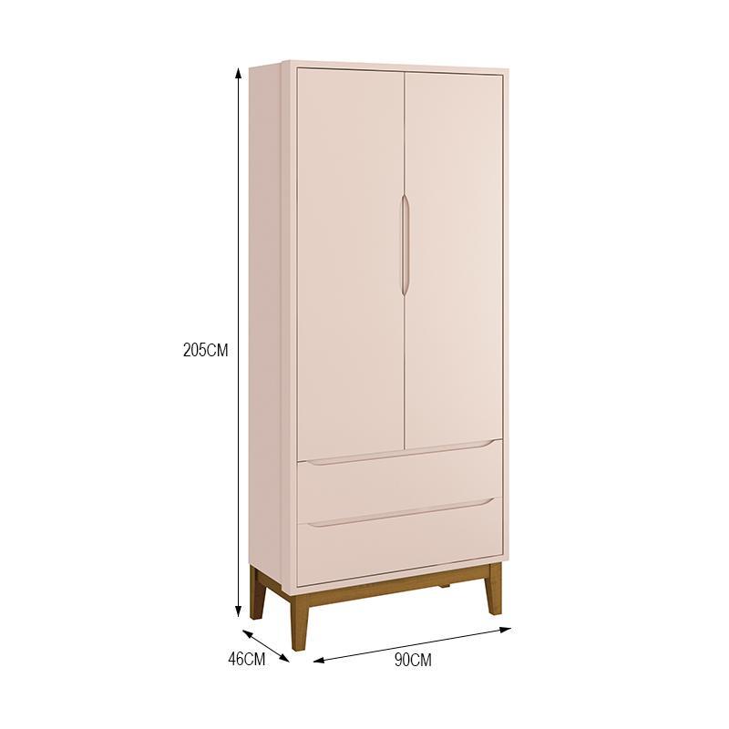 Guarda Roupa Infantil 2 Portas Classic Rosa Fosco com Pés Amadeirado - Reller Móveis
