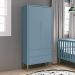 Guarda Roupa Infantil 2 Portas Theo Retrô Azul Fosco com Pés Amadeirado - Reller Móveis