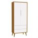 Guarda Roupa Infantil 2 Portas Theo Retrô Branco/Savana com Pés Amadeirado - Reller Móveis