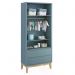 Guarda Roupa Infantil Classic 2 Portas Azul Fosco com Pés Madeira Natural - Reller Móveis