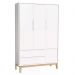 Guarda Roupa Infantil Classic 3 Portas Branco Fosco com Pés Madeira Natural - Reller Móveis