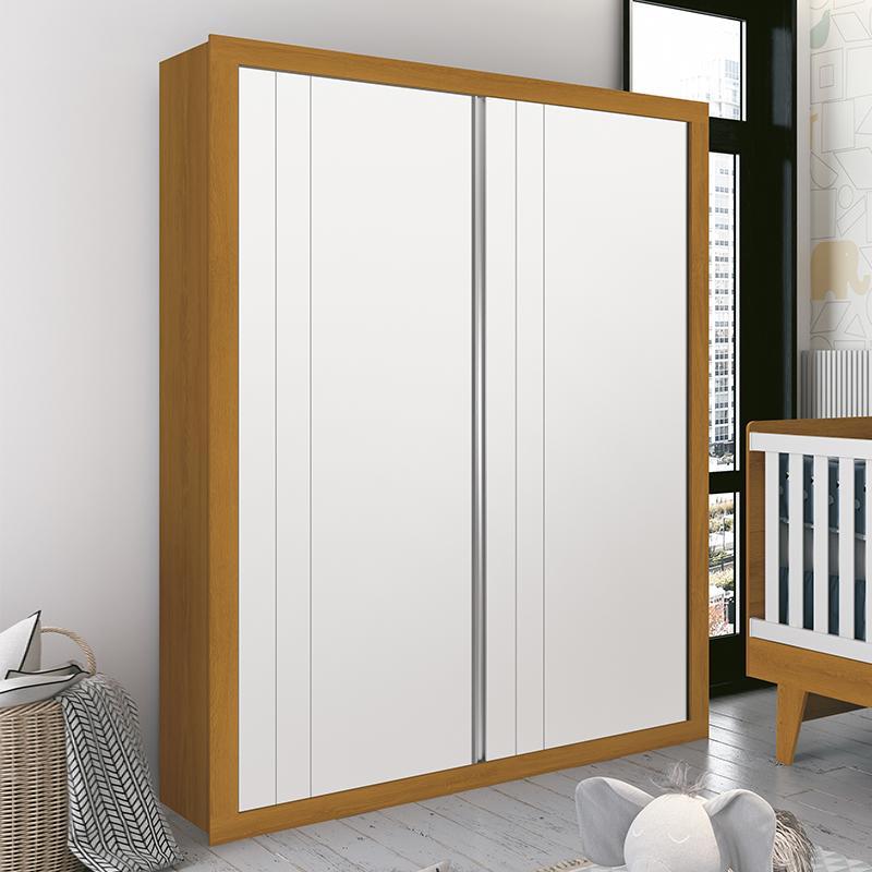 Guarda Roupa Infantil Prince 2 Portas de Correr Branco/Savana - Reller Móveis