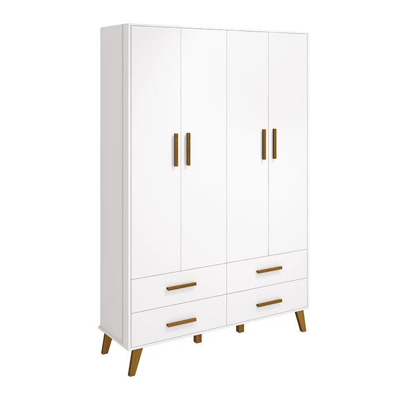 Guarda Roupa Infantil Retrô Ayla 4 Portas Branco Fosco - Reller Móveis