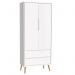 Guarda Roupa Infantil Theo 2 Portas Branco Fosco com Pés Madeira Natural - Reller Móveis