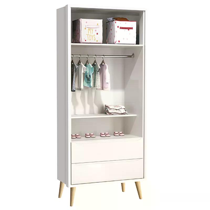 Guarda Roupa Infantil Theo 2 Portas Branco Fosco com Pés Madeira Natural - Reller Móveis