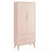 Guarda Roupa Infantil Theo 2 Portas Rosa Fosco com Pés Madeira Natural - Reller Móveis