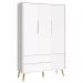 Guarda Roupa Infantil Theo 3 Portas Branco Fosco com Pés Madeira Natural - Reller Móveis