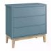 Jogo de Quarto Classic Cômoda 3 Gavetas e Berço Azul Fosco com Pés Madeira Natural - Reller Móveis